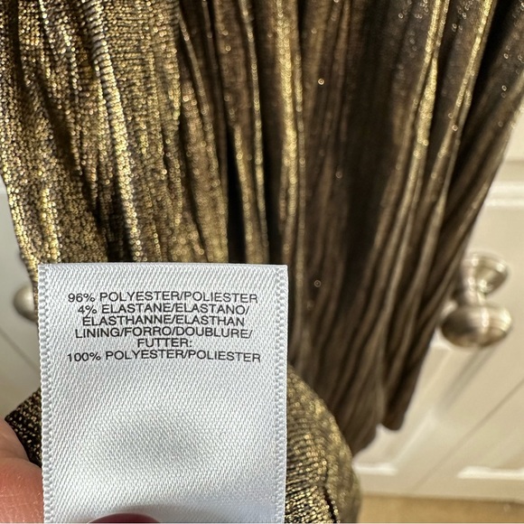 Rachel Roy Collection Pleated Metallic Wrap Dress Black & Gold 2X NWT - Picture 9 of 9